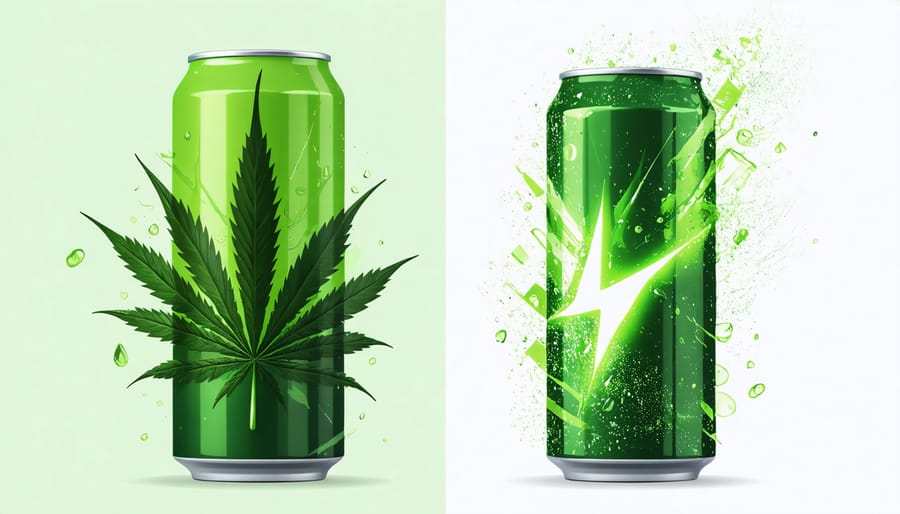 Conceptual illustration of potential interactions between cannabis and energy drinks