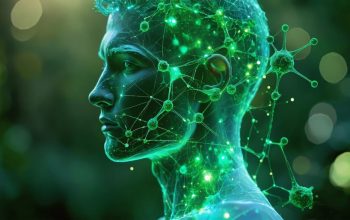 Conceptual image depicting a person embraced by colorful neural pathways and molecular structures, representing CBD oil's interaction with the endocannabinoid system for wellness.