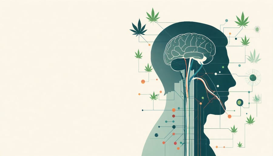 Diagram showing how CBD interacts with the human endocannabinoid system